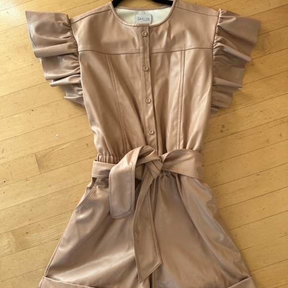 SAYLOR Gilda rose quartz faux leather romper, S. G948 - Picture 3 of 6